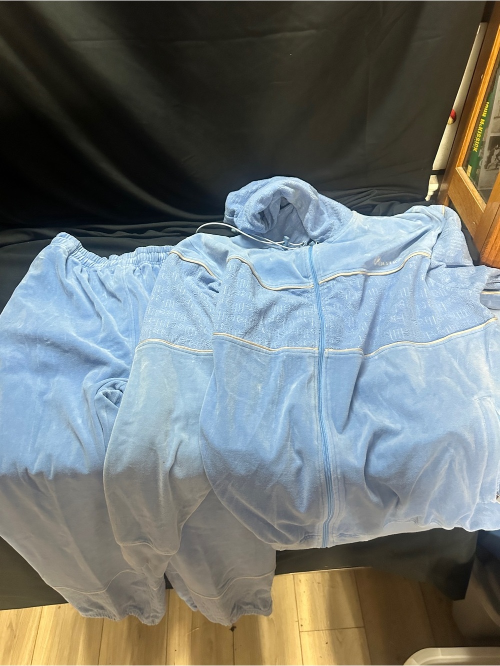 Light Blue Velour Track Suit Jacket & Pants-OutKast brand-retro Y2K-size L-#560